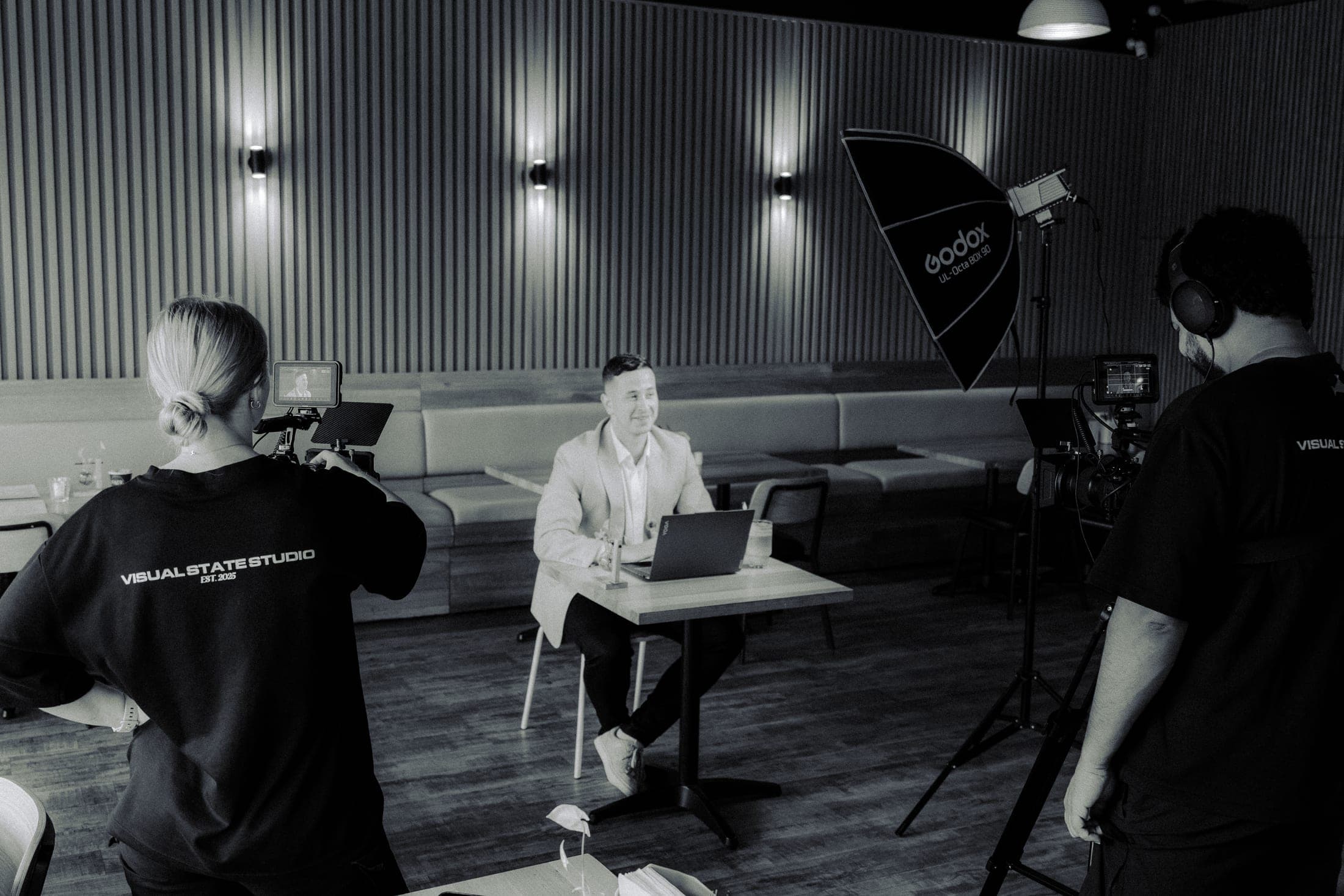 Behind the scenes on a Visual State video set