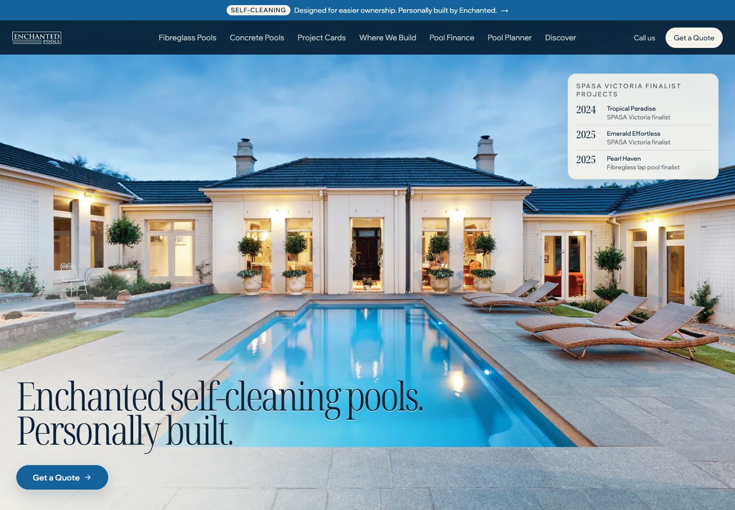 The launched Enchanted Pools website homepage