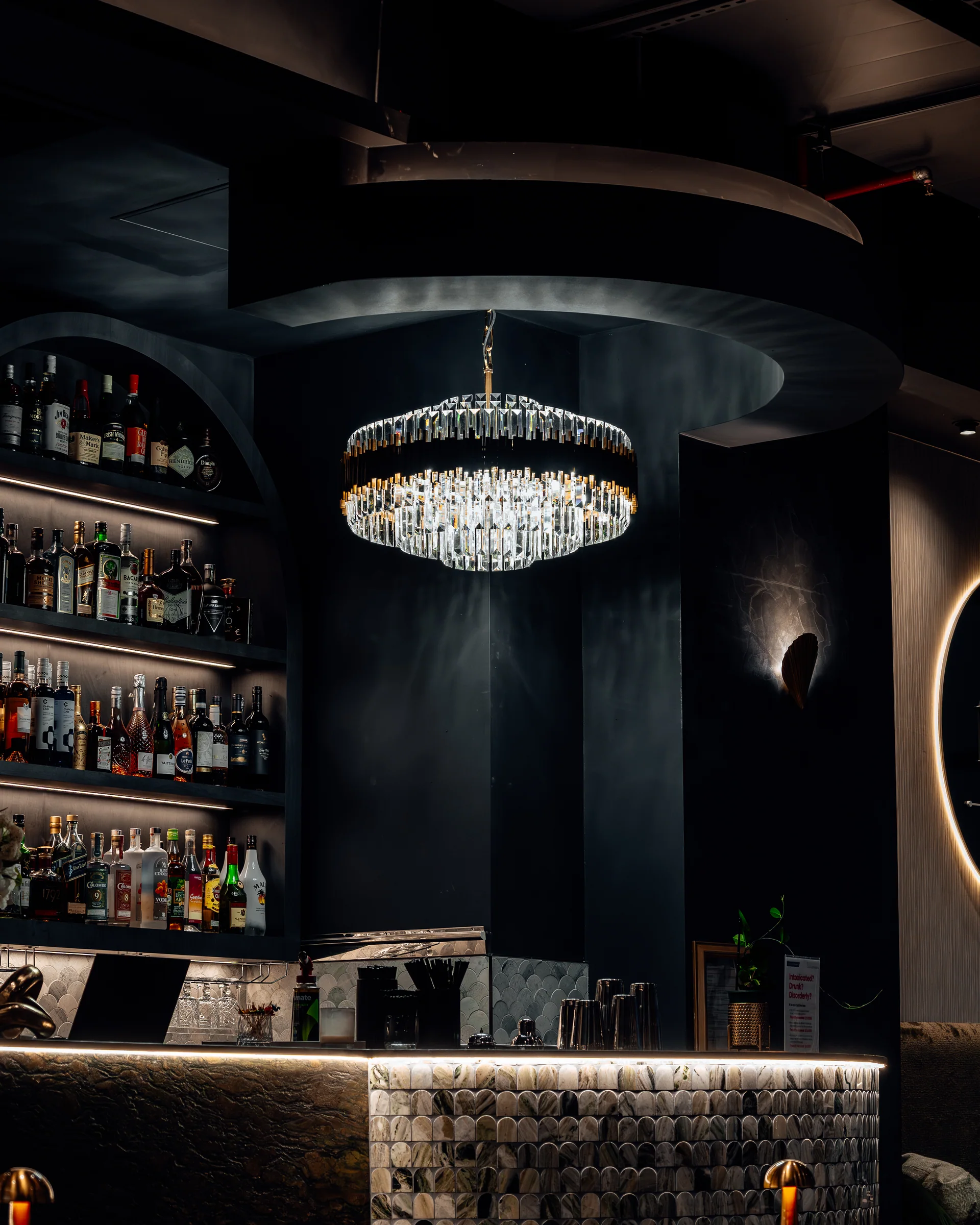 The Pearl by P&D bar interior and lighting